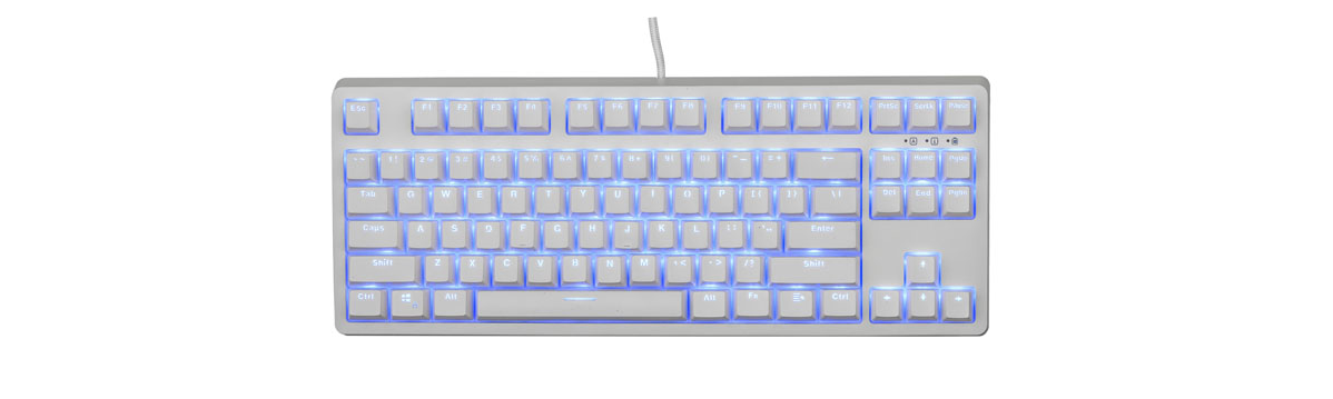 Bàn phím cơ E-Dra EK387 Mechanical Gaming Outemu Brown switch White Case Blue Led USB trang bị dải led 1 màu nổi bật